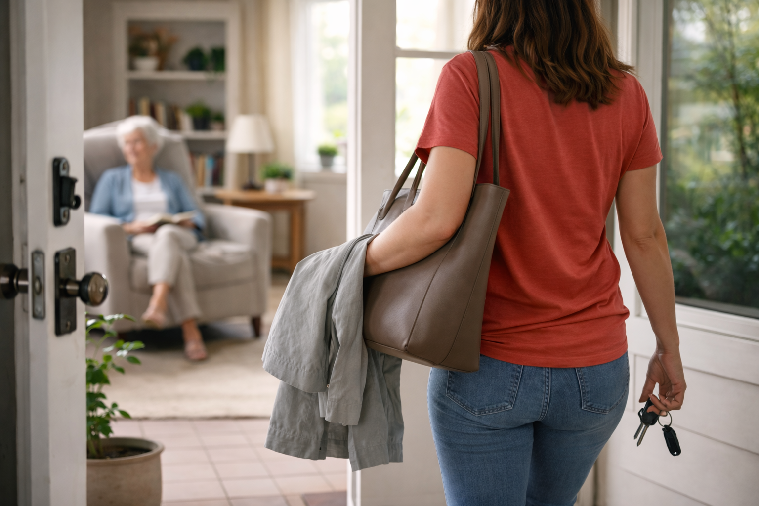 Caregiver leaving for another job while an older adult remains at home