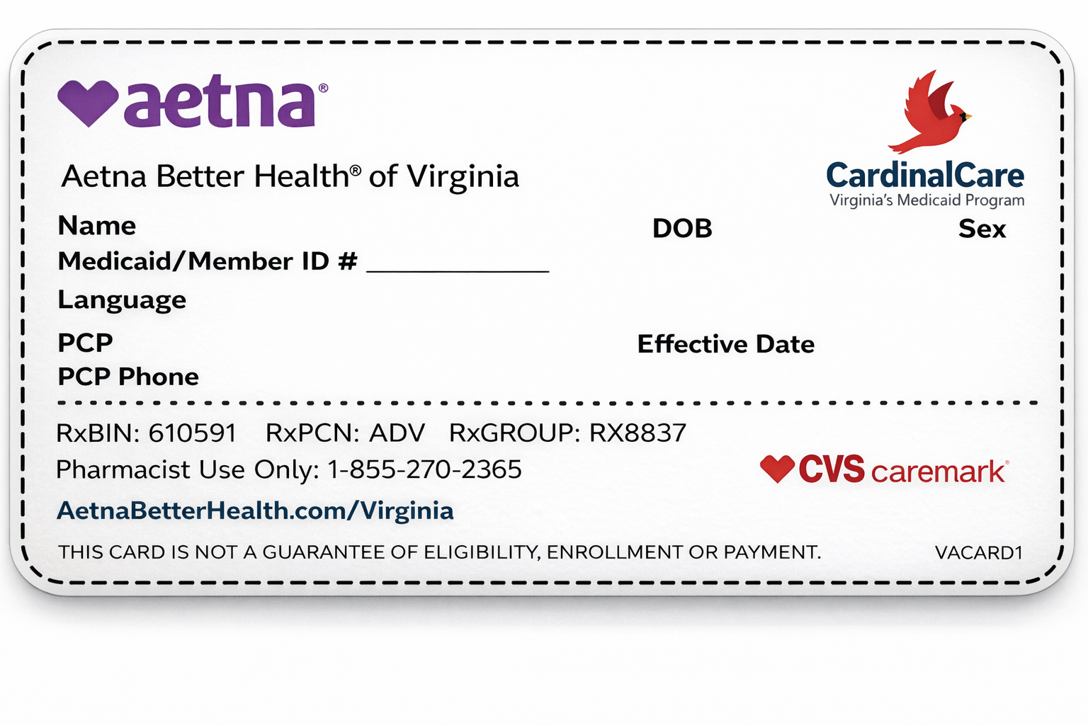 Aetna Cardinal Care card