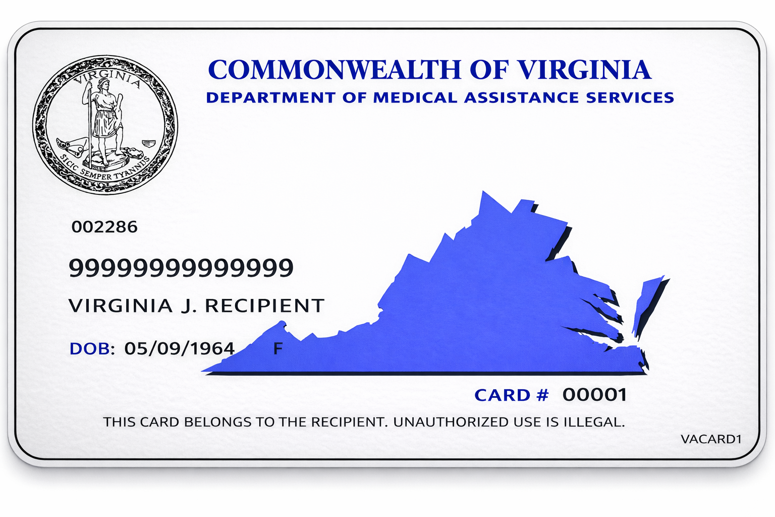 Commonwealth of Virginia old card